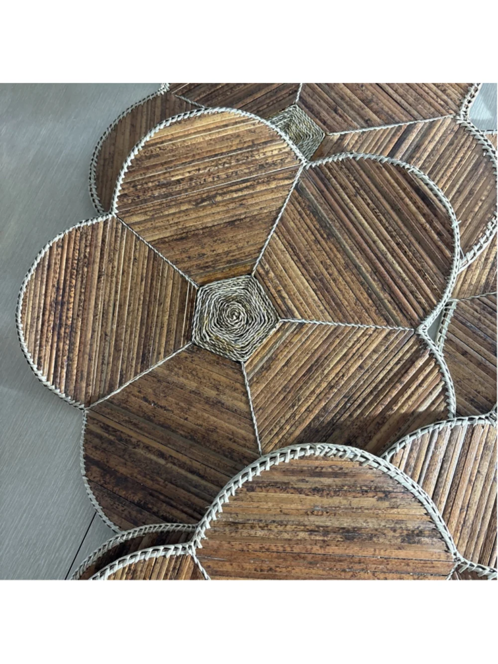 Vintage Natural Recycled Material Pier 1 Brown Flower Placemats 6 New w/o Tag